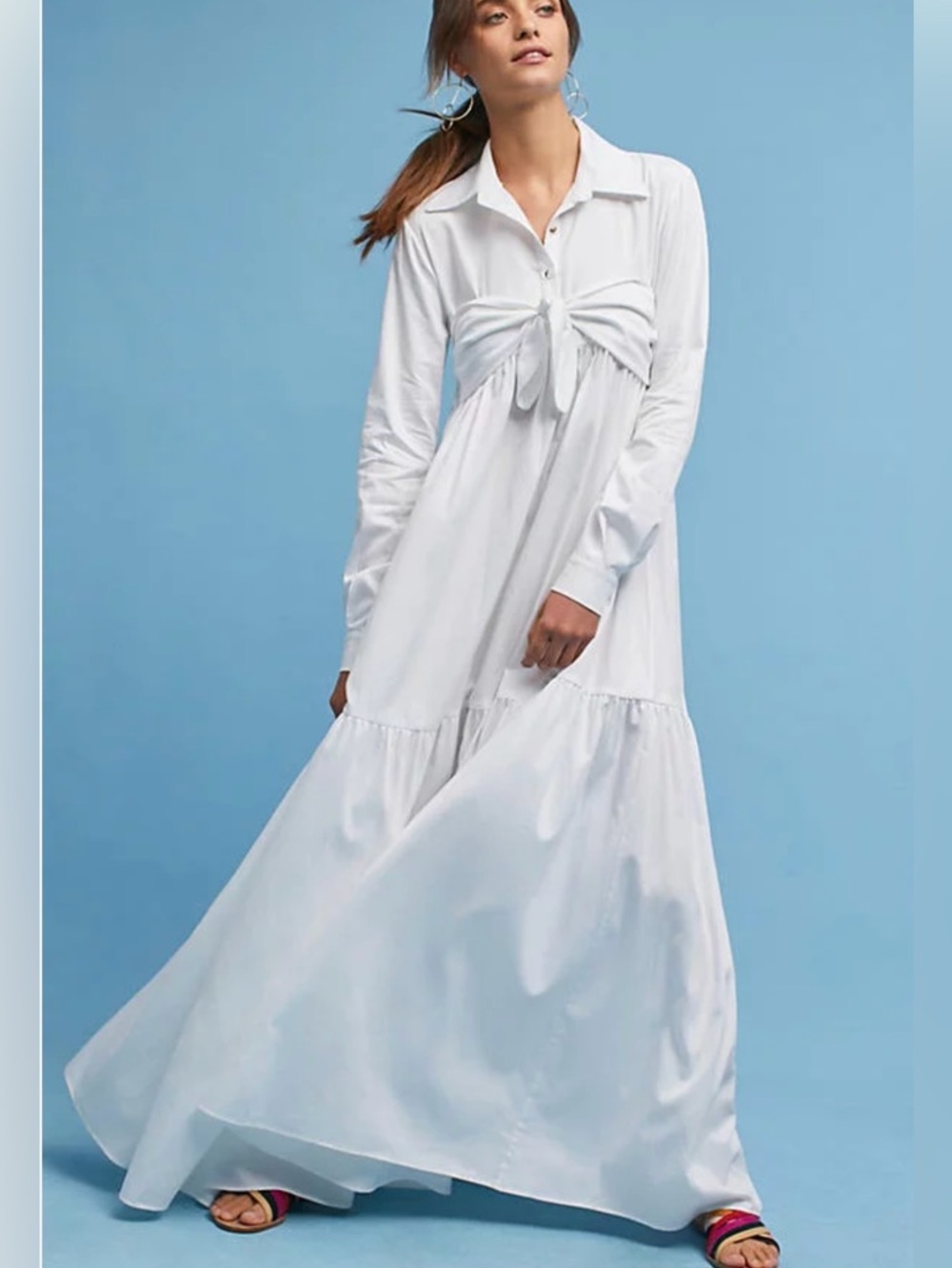 Mara Hoffman White Tie-Front Maxi Dress